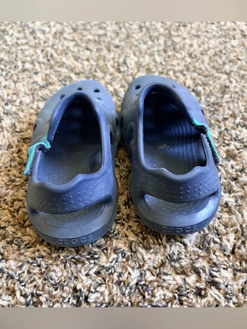 Kids Crocs Navy Slip-On Clogs with Teal Accent